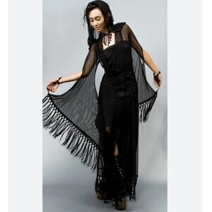 WASSA Sheer Elegance Long in black Robe Sexy Top size XS